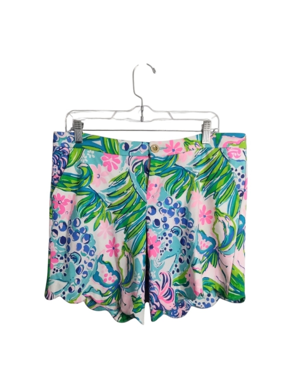 Lilly Pulitzer Darcy Knit Kitten Around Scalloped Hem Preppy Bright Short 10 - Picture 2 of 8